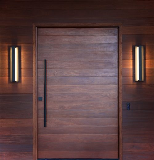 Modern wooden door entrance